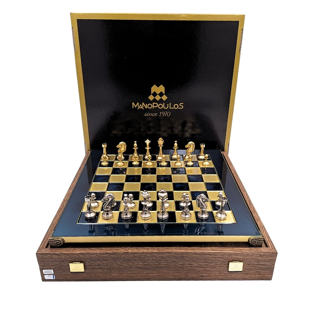 Grand échiquier classique exclusif en métal Staunton - 36x36 cm - S34