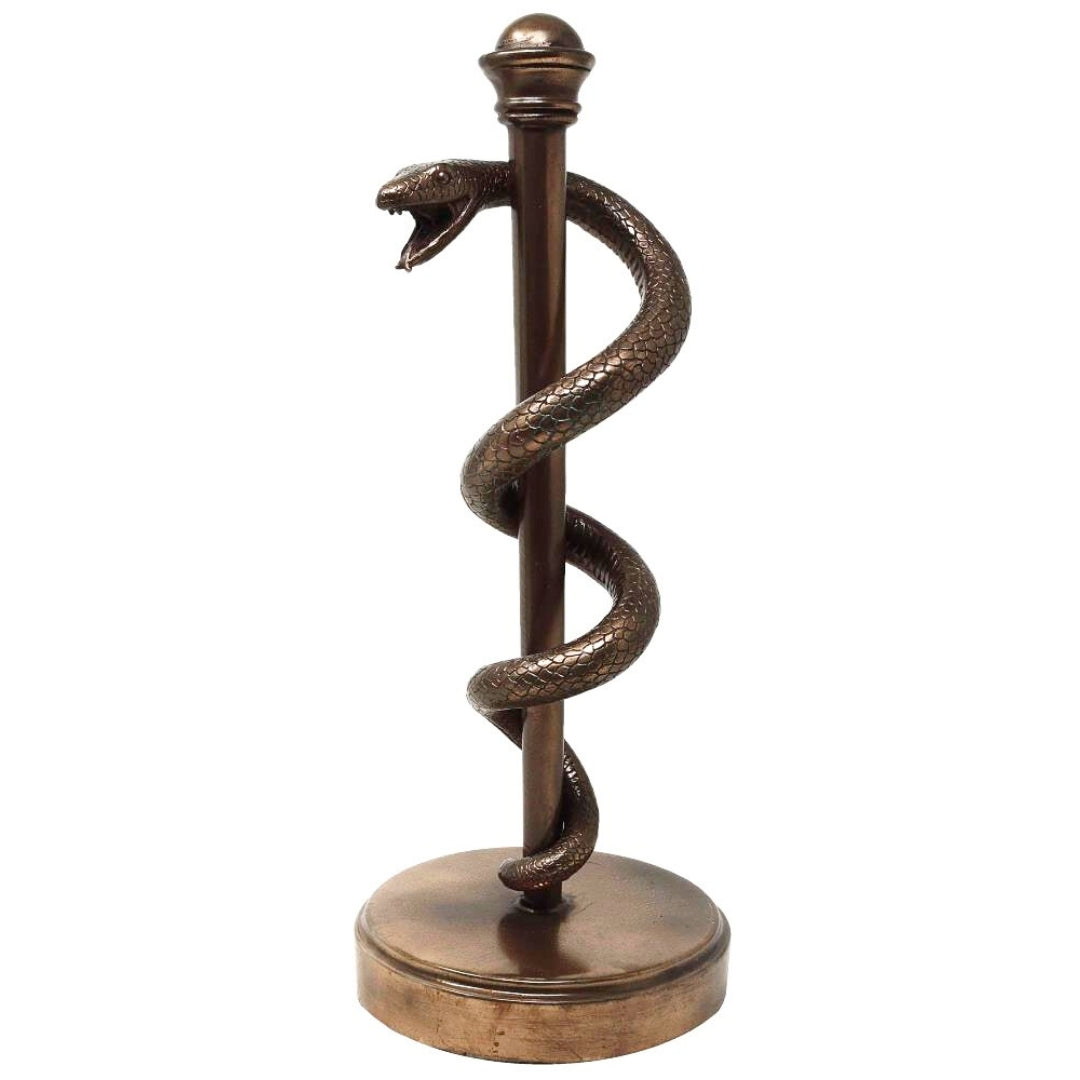 Figurine bâton d’Esculape, cadeau pour médecin ou praticien - 30 cm, résine - MC-9634