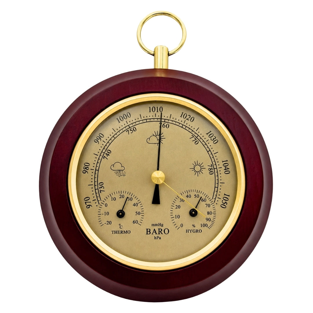 Station météo 3 en 1 thermomètre baromètre hygromètre ronde - YG386