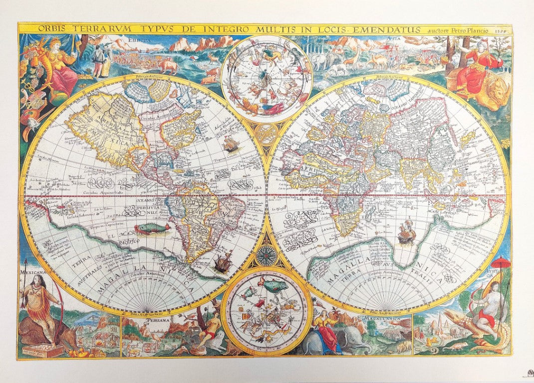 Ancienne carte du monde - Orbis Terrarum réimpression - P. Plancius, 1594 M1594