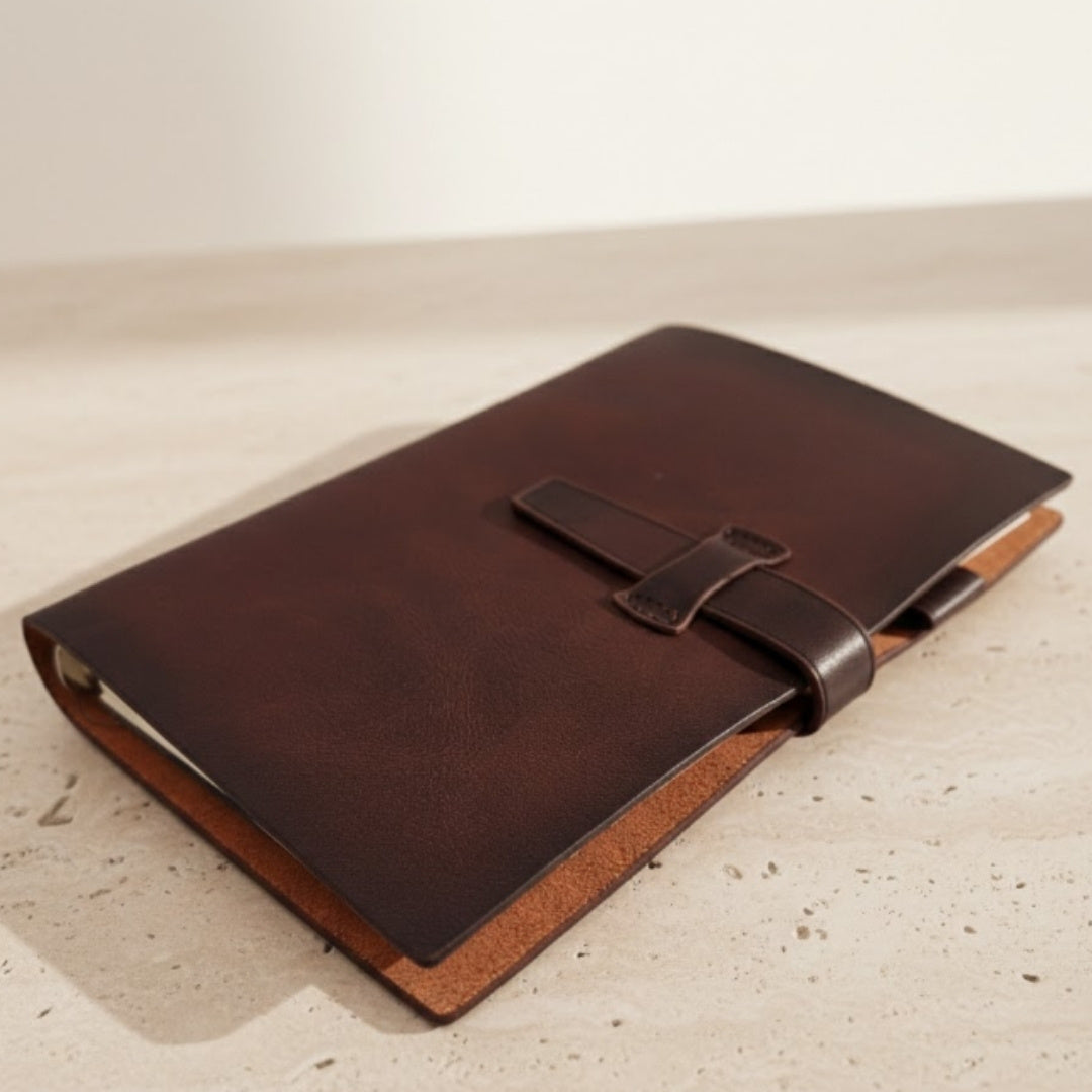 Carnet élégant en cuir A6 rétro vintage avec fermeture – Journal intime – EE3