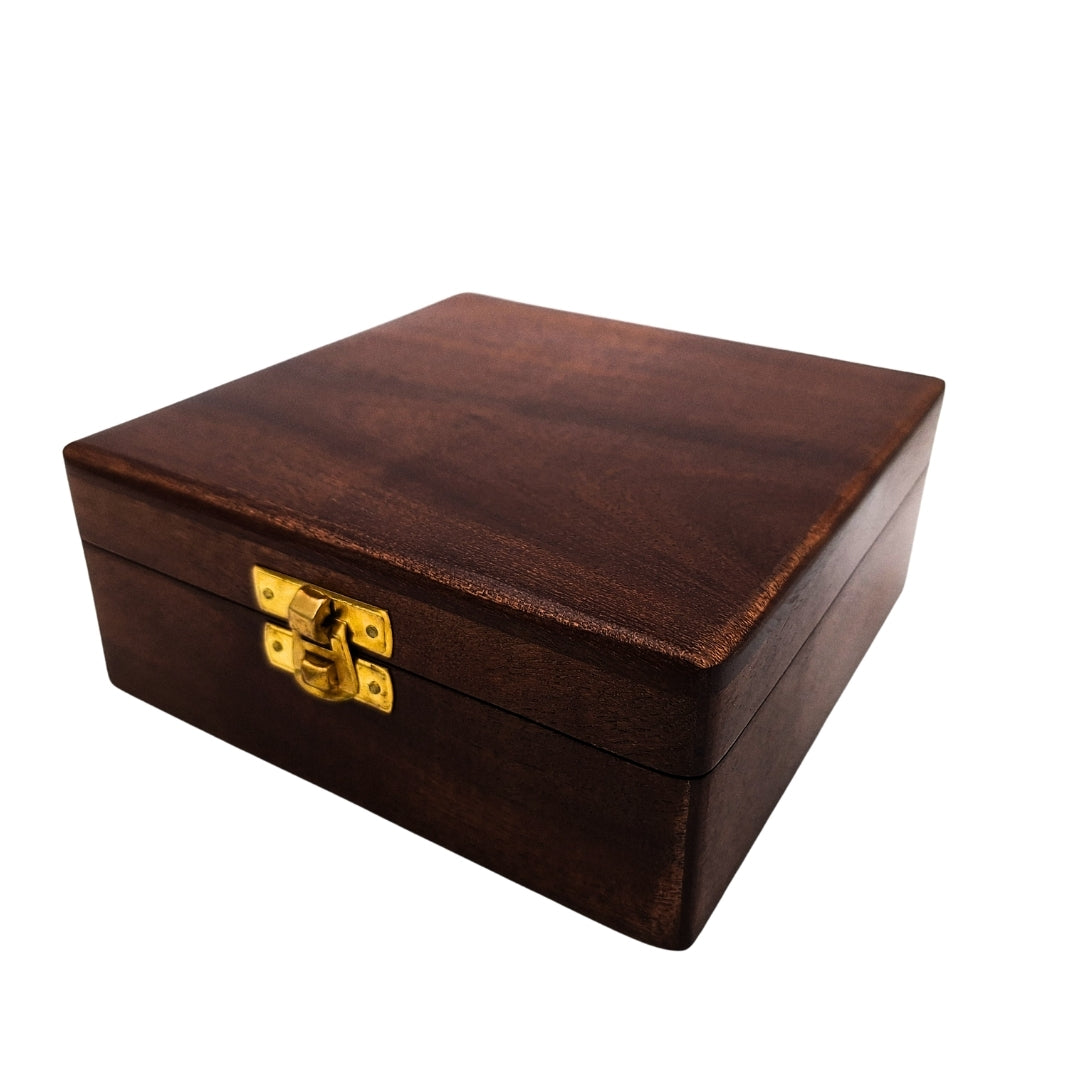 Brass Compass Sundial in a Wooden Box with Engraving Option