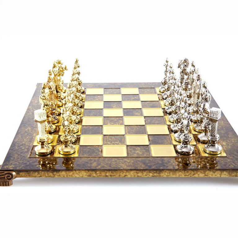 Grand jeu d’échecs exclusif – 36x36 cm – doré-argenté - Renaissance S9BRGS