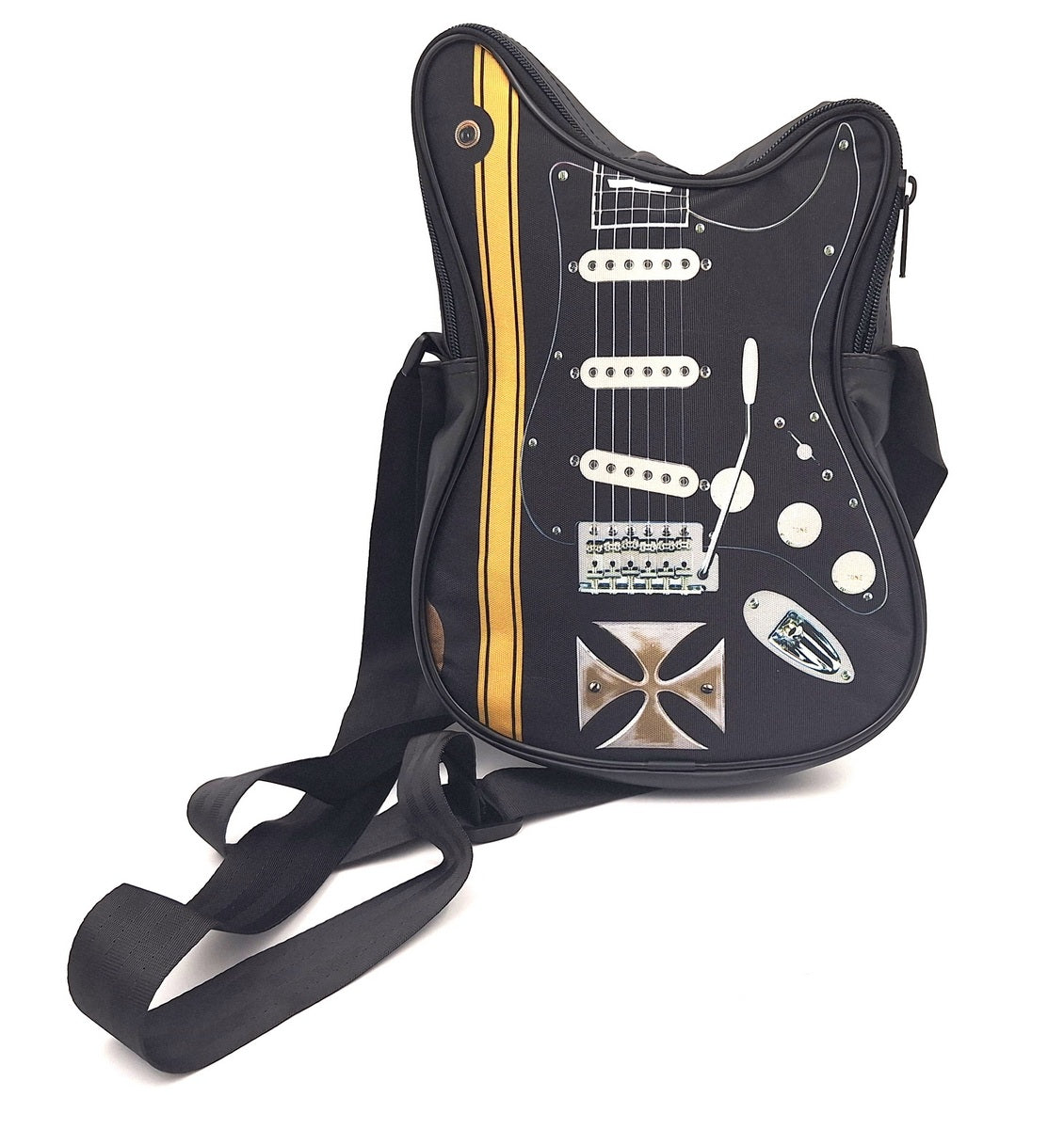 Sac à bandoulière en forme de guitare avec croix de Malte – Cadeau pour un guitariste - RBG-005