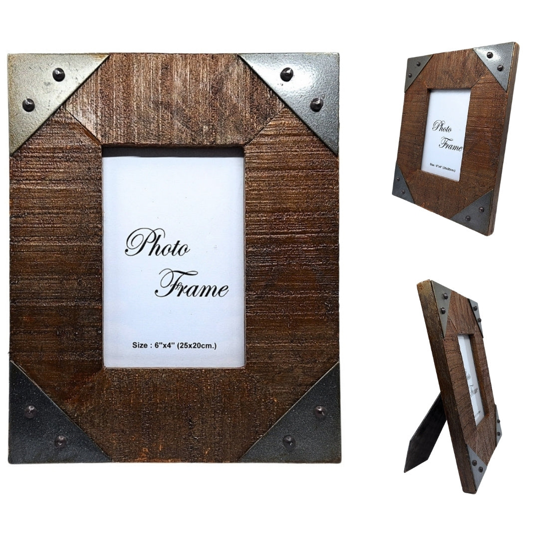 Cadre photo en bois 10x15 cm vintage – bois de manguier