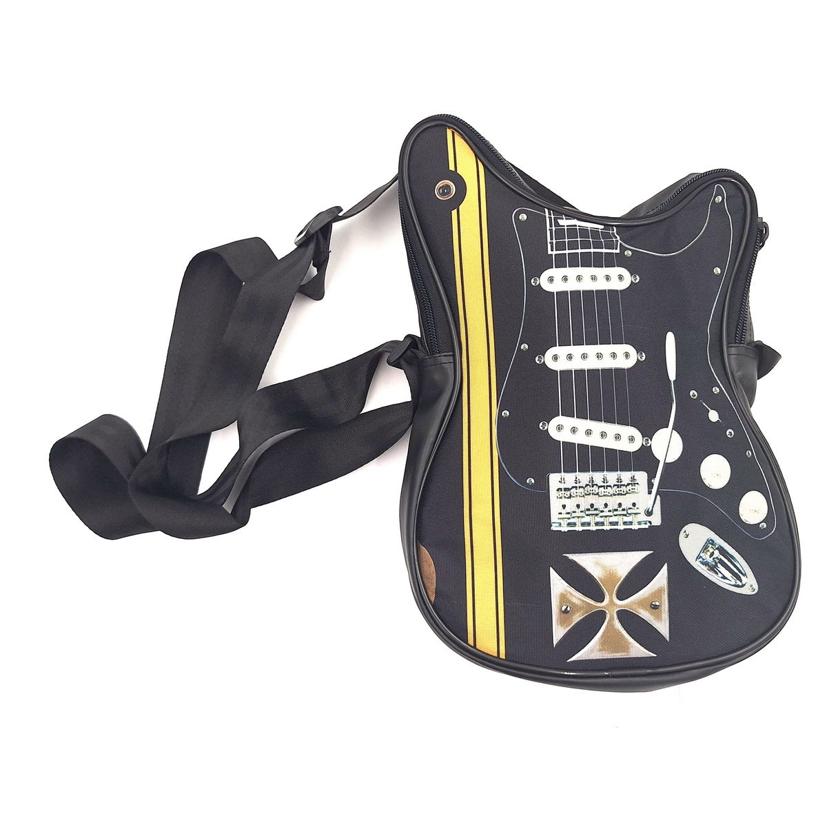 Sac à bandoulière en forme de guitare avec croix de Malte – Cadeau pour un guitariste - RBG-005