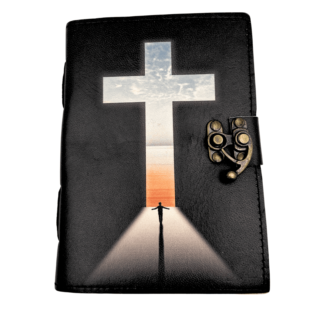 Carnet en cuir croix religieuse - 200 pages - AH15
