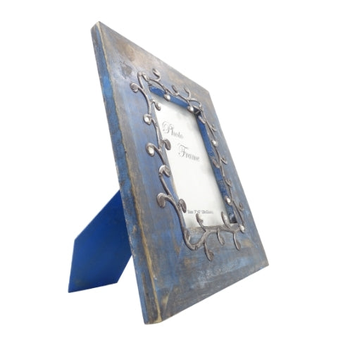 Cadre photo en bois bleu - 28893 - format photo 18x13cm