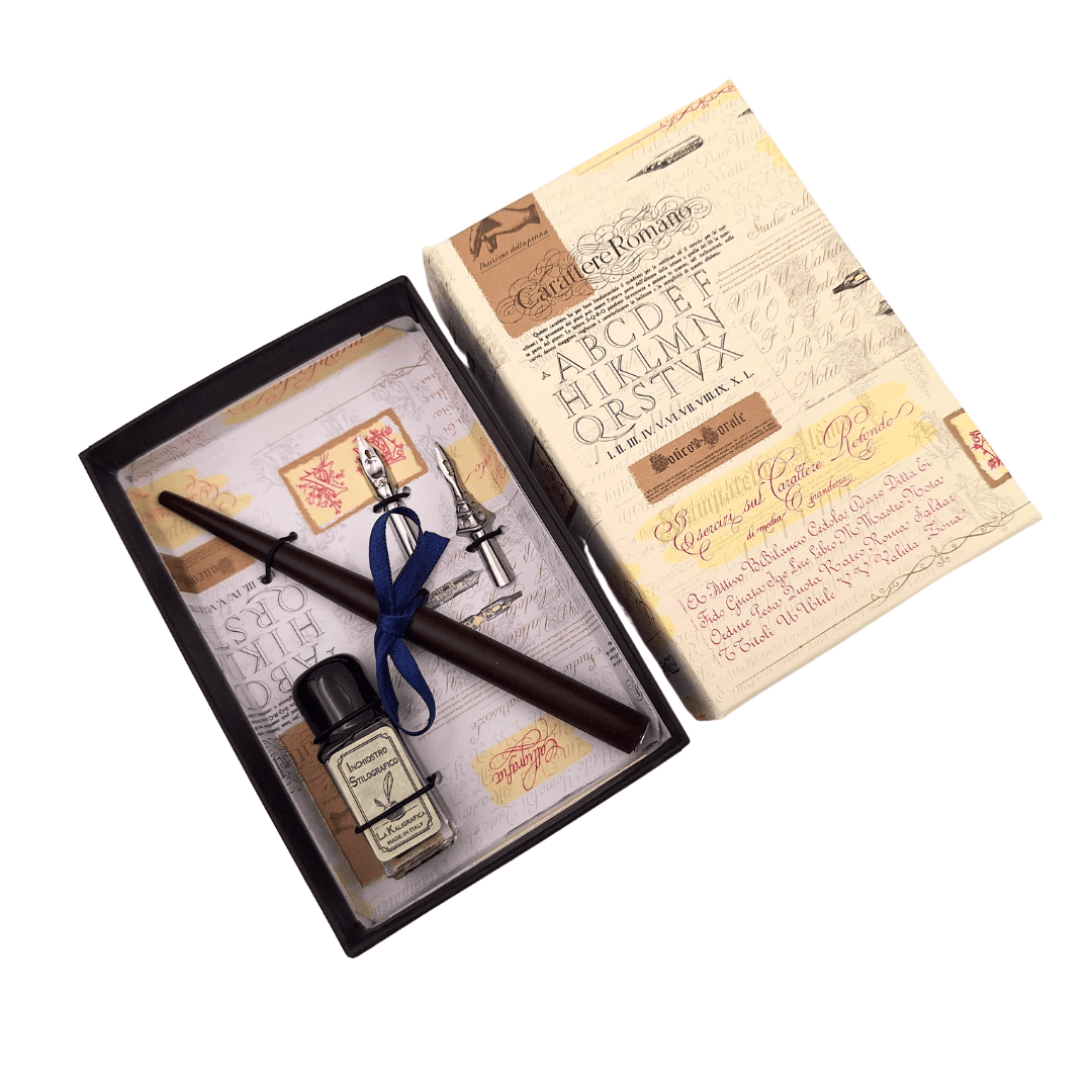 Set de calligraphie - plume avec deux plumes métalliques + encrier - 5422