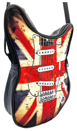 Sac à bandoulière en forme de guitare – drapeau britannique – Cadeau pour un amateur de musique - RBG-008