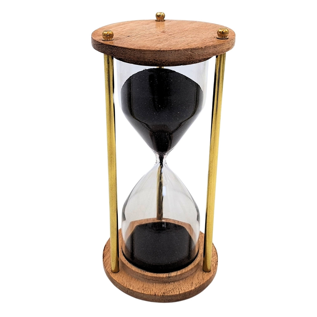 Sablier en laiton et bois – 5 minutes – Élégante décoration rétro – NC3012V