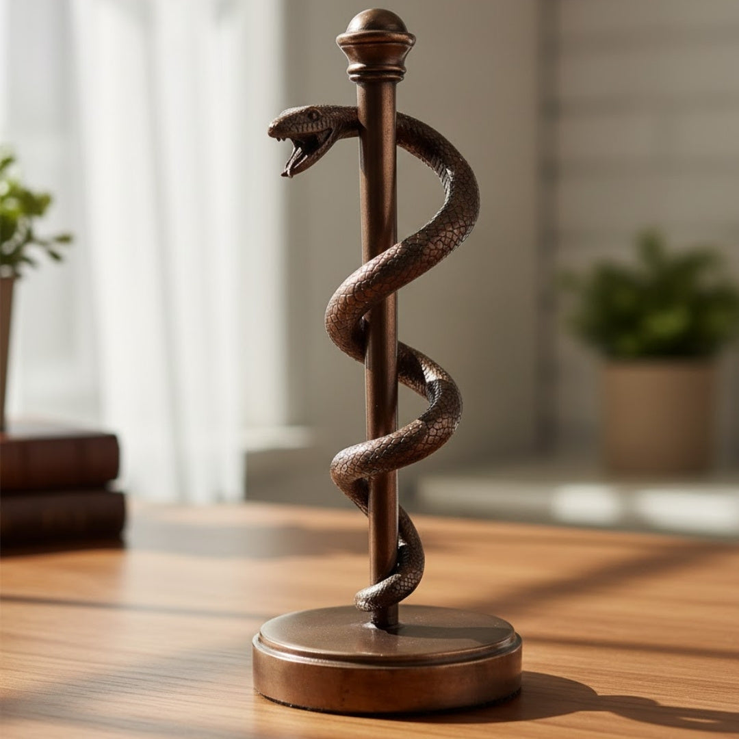 Figurine bâton d’Esculape, cadeau pour médecin ou praticien - 30 cm, résine - MC-9634