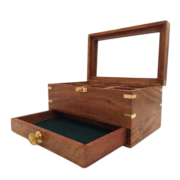 Grand coffret à bijoux en bois – organiseur avec miroir - DNU-022