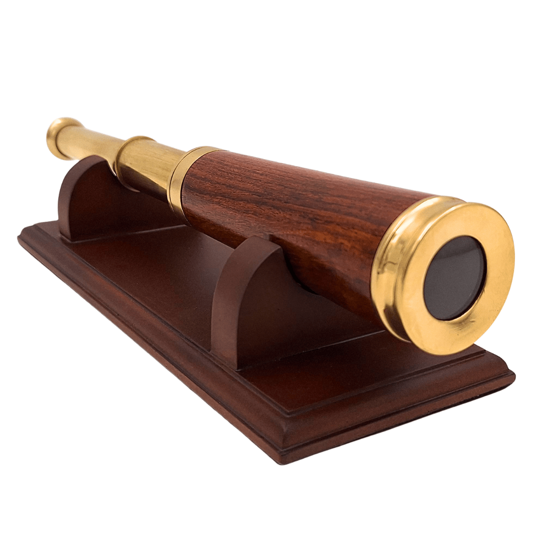 Longue-vue en laiton et bois sur élégant socle en bois – Décoration rétro – CER029