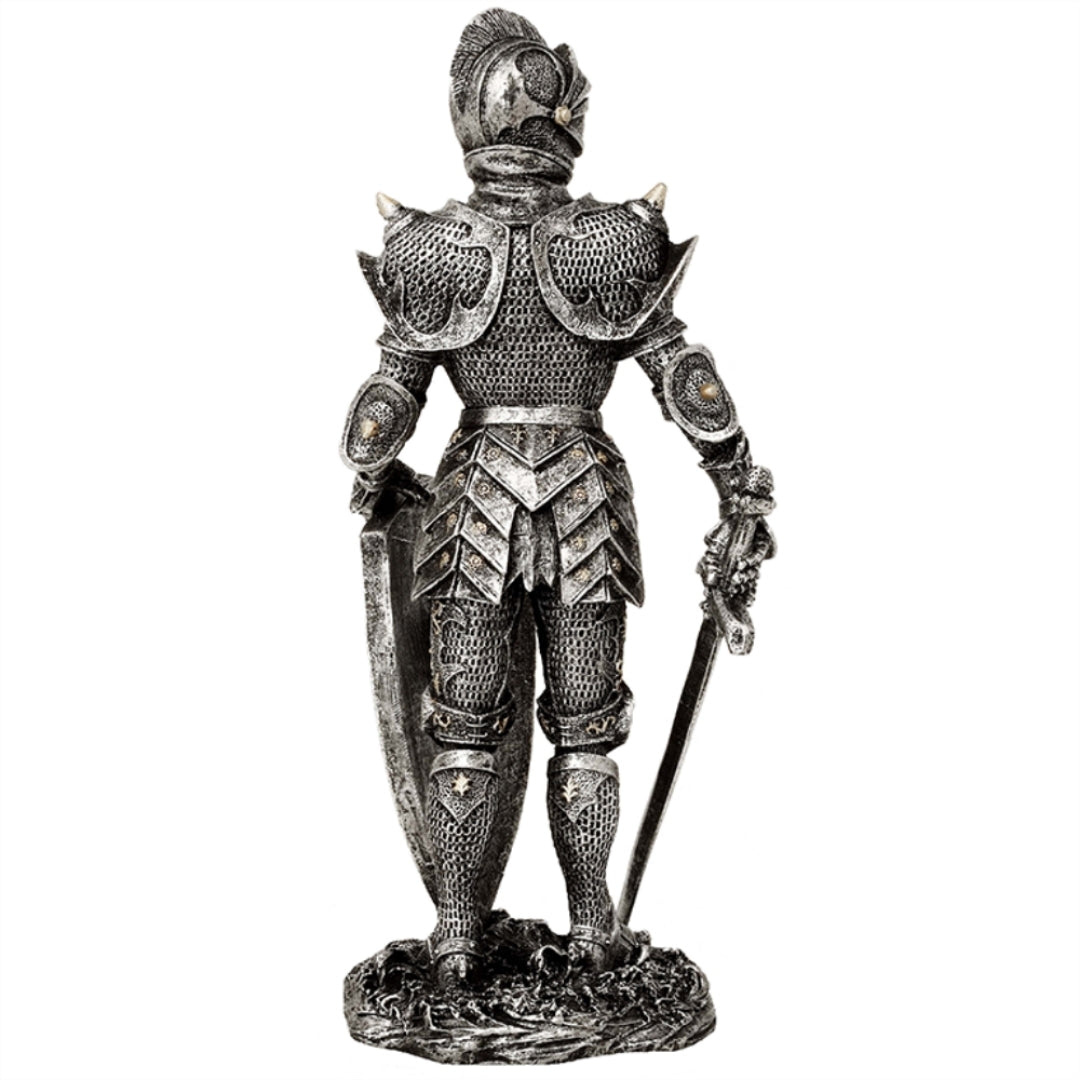 Figurine décorative de chevalier en armure argentée, hauteur 30 cm - MC-23053
