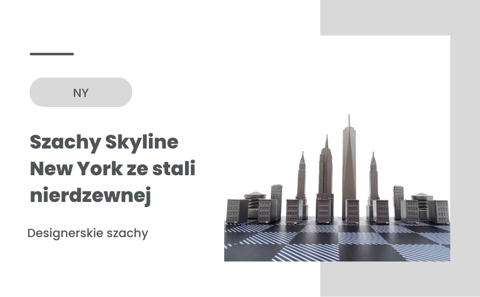Échecs design Skyline New York en acier inoxydable – NY