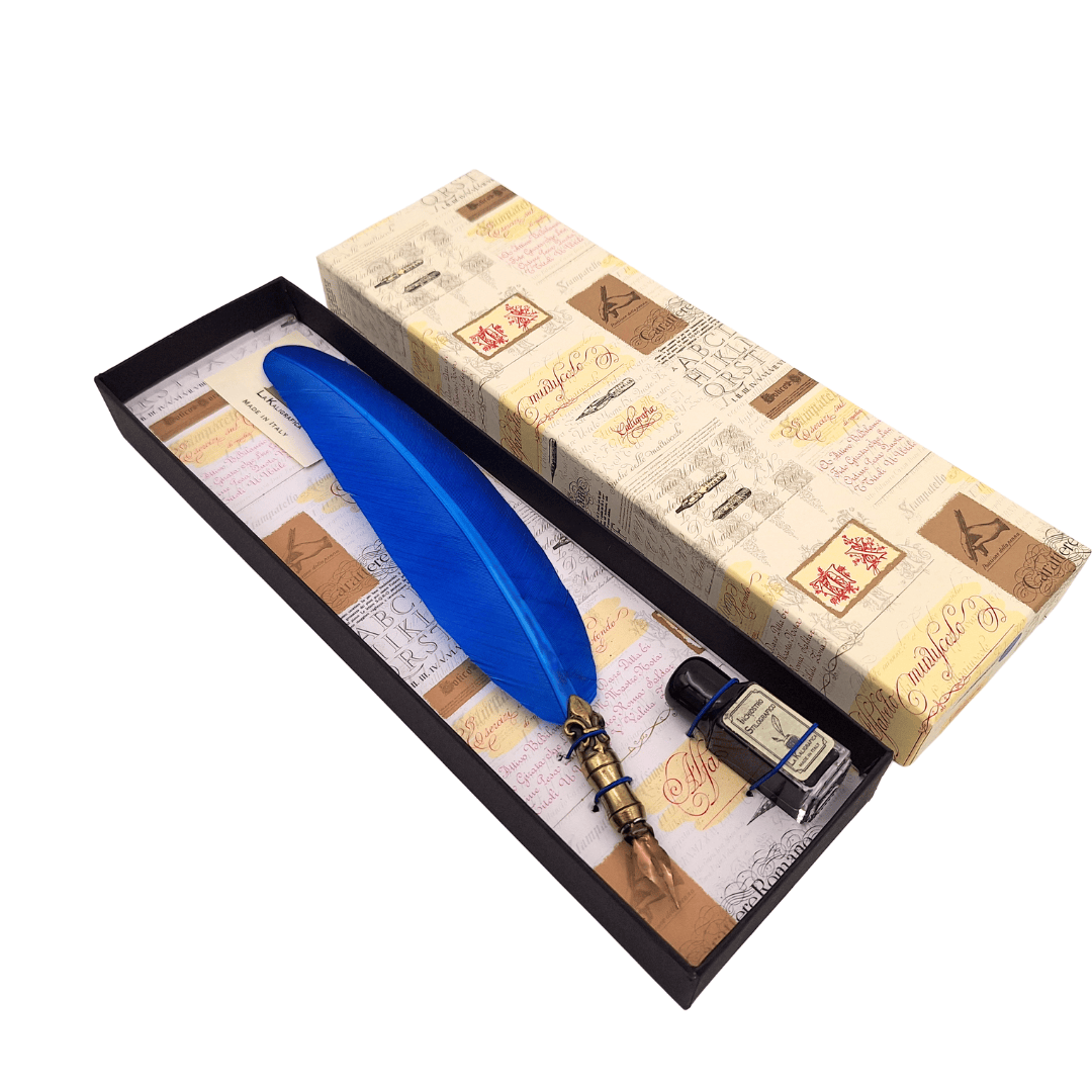 Set de calligraphie - plume bleue - 7651