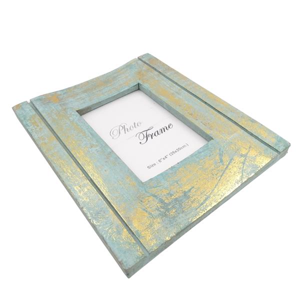 Cadre photo en bois or-menthe - 30898 - format photo 15x10cm