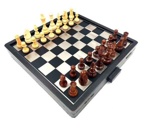 Échecs en bois et métal 33x33cm - G334B