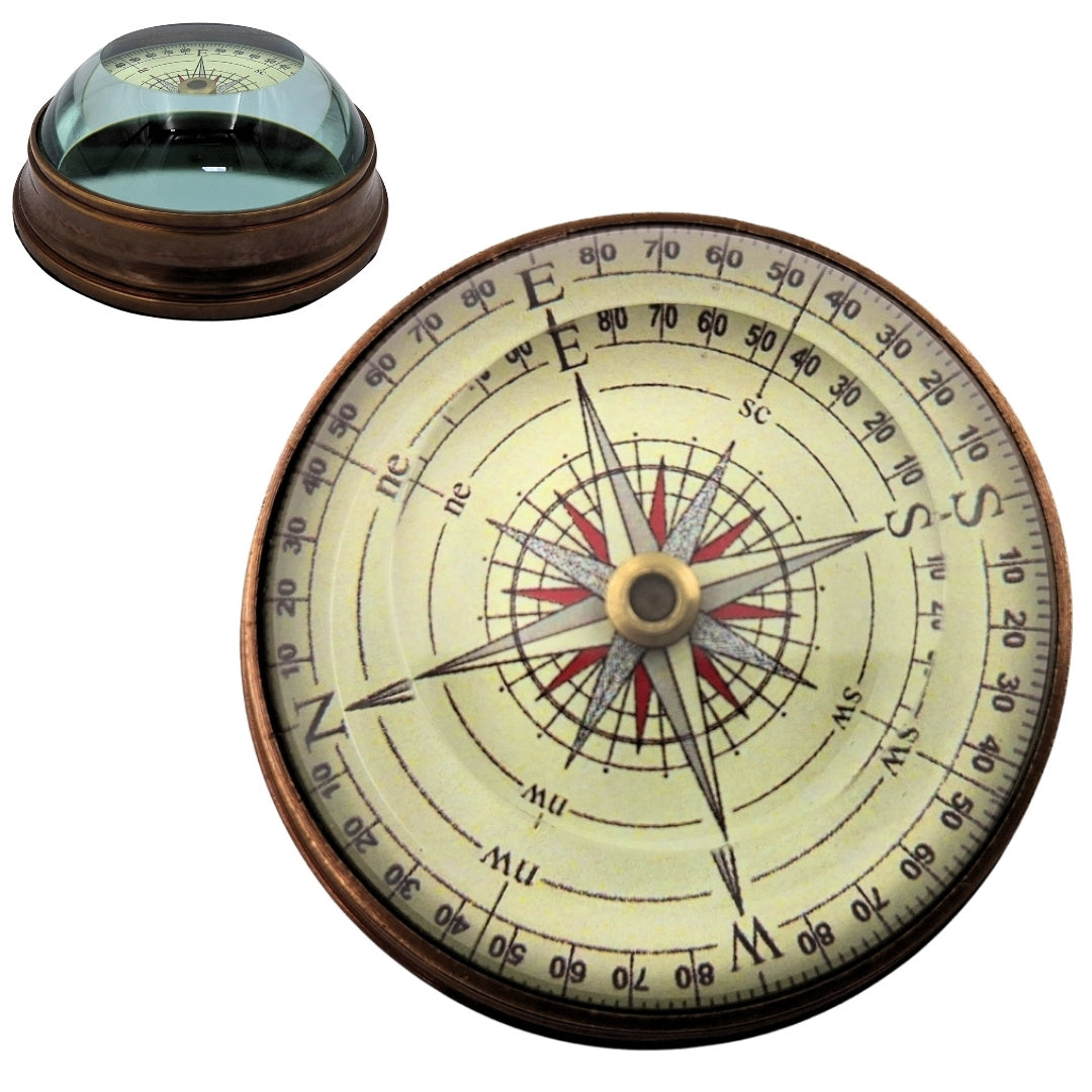 Boussole à lentille - laiton et verre - NC2119