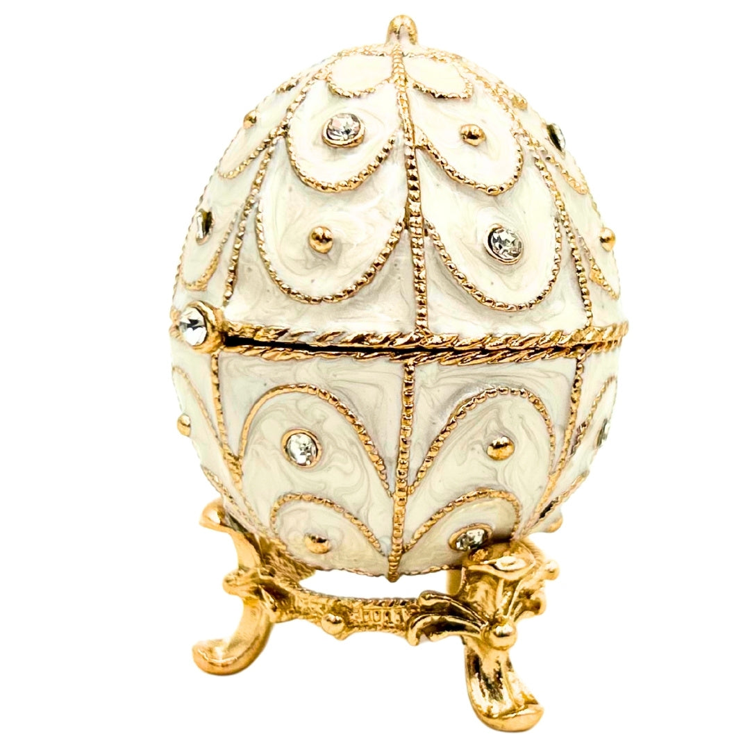 Boîte à bijoux exclusive œuf de Fabergé en métal avec cristaux - B0748-17WH