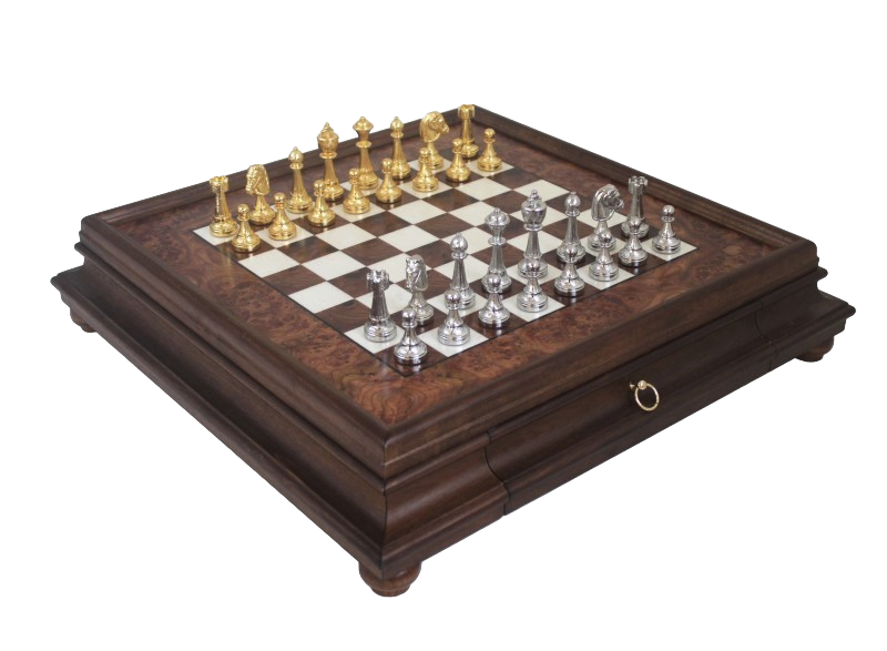 Grand jeu d’échecs exclusif Italfama en métal doré 53x53 cm – N137