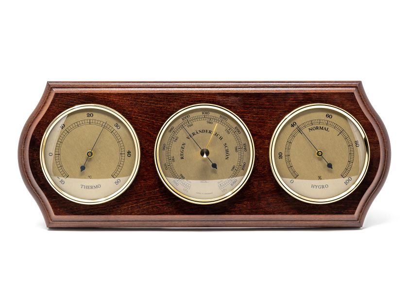 Station météo Fischer - baromètre hygromètre thermomètre - laiton bois - 9176-22