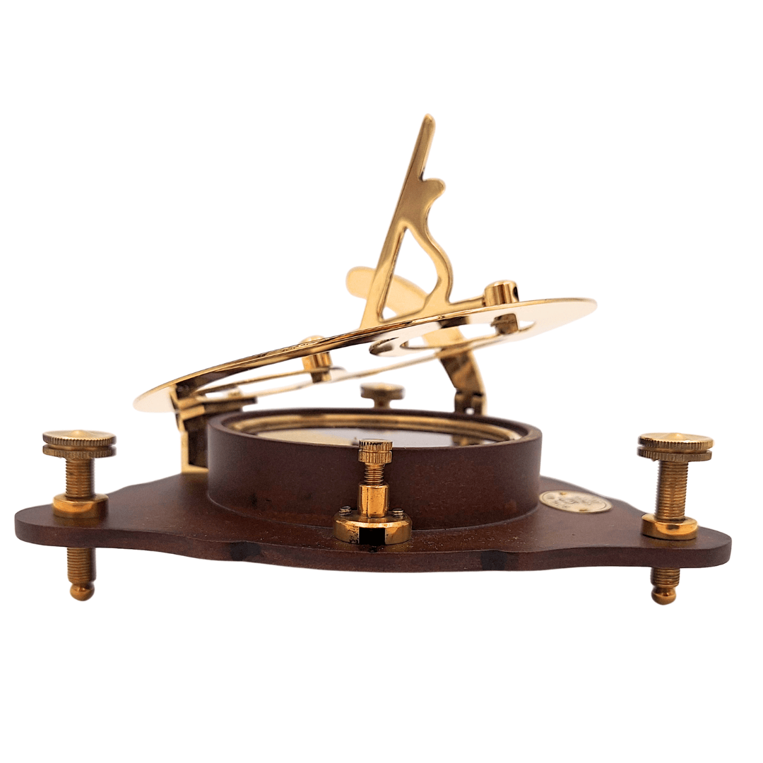 Cadran solaire avec boussole sur socle en bois C064
