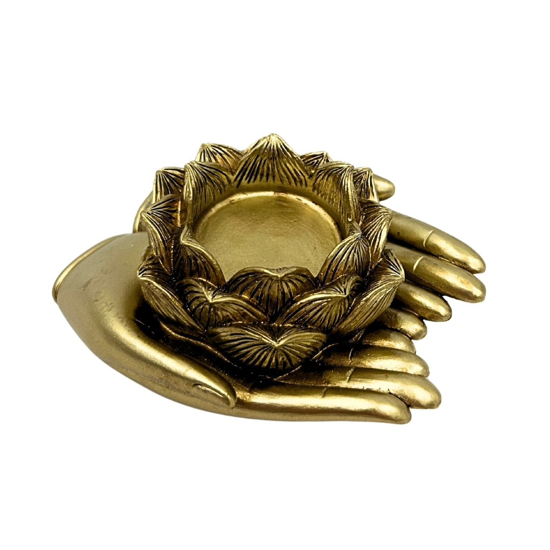 Bougeoir glamour doré pour bougie chauffe-plat – Main – 311FJZ