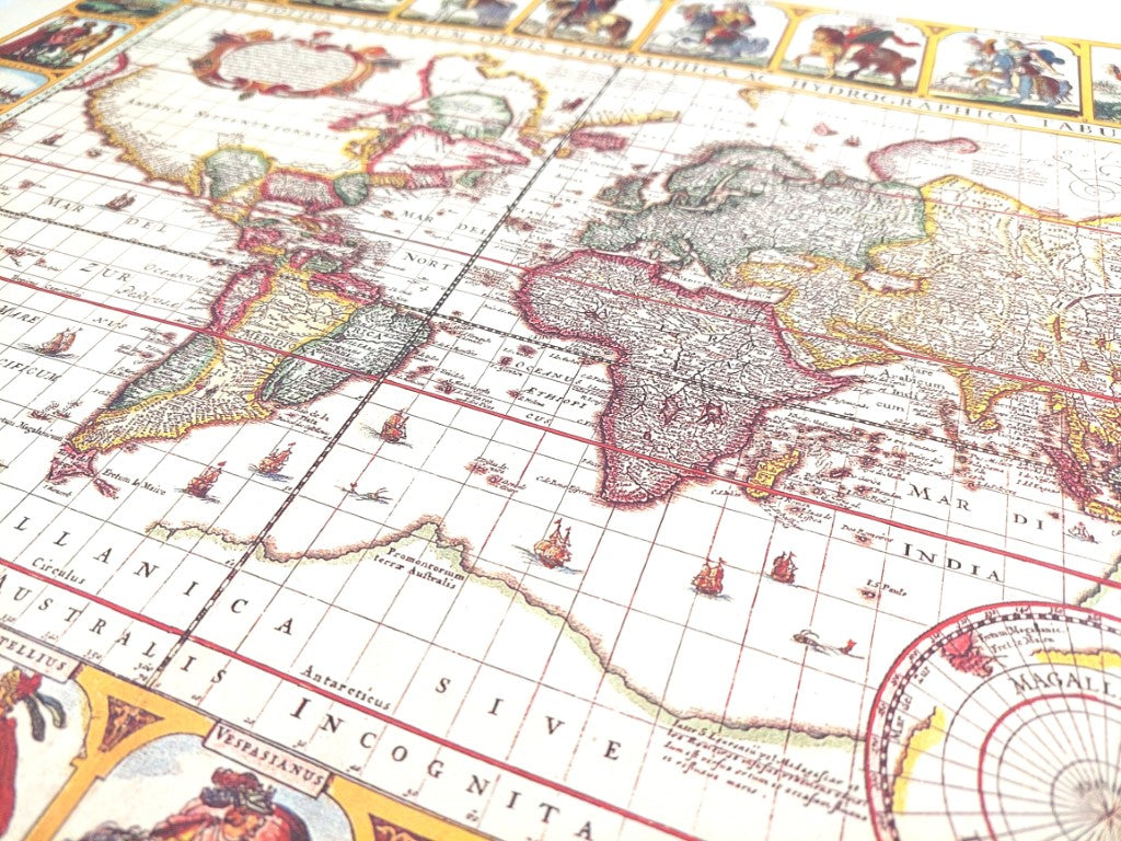 Carte historique du monde Piscator 1652 - dimensions 56 x 45 cm - M1652