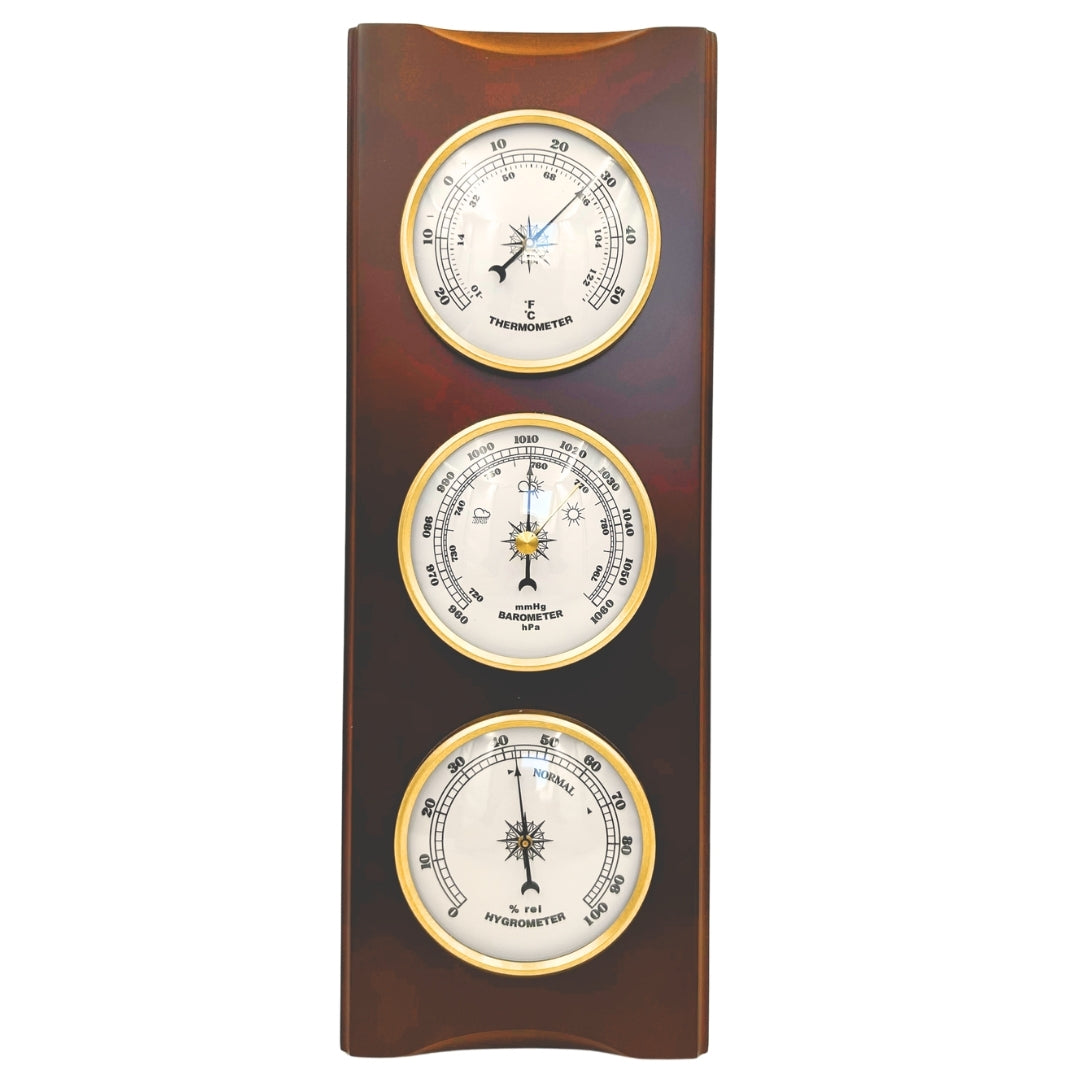 Station météo élégante – Baromètre thermomètre hygromètre 36cm rétro - YG336