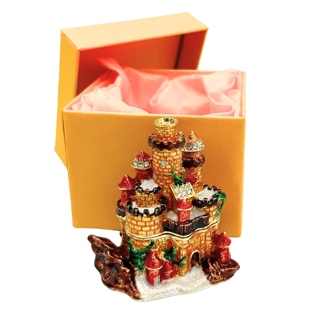 Petite boîte coffret à bijoux ornée de cristaux – Château – HX580