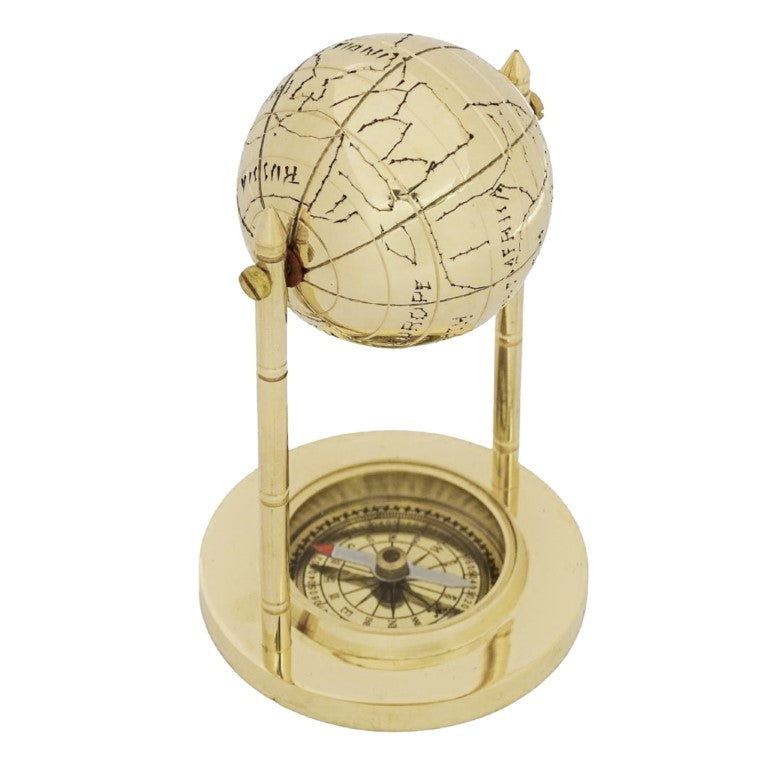 Globe décoratif en laiton avec compas MX1160