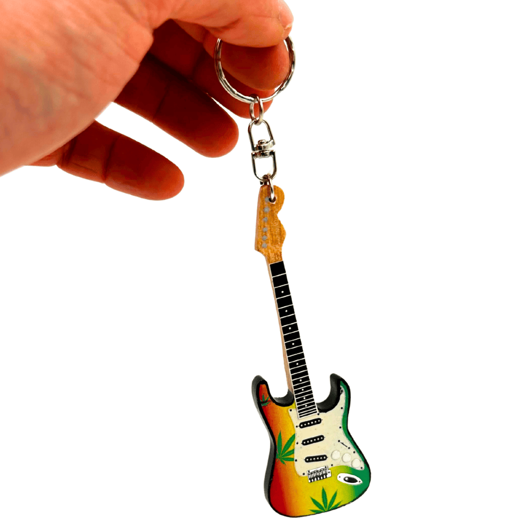Porte-clés guitare dans le style de Bob Marley, gadget reggae - EGK-0641