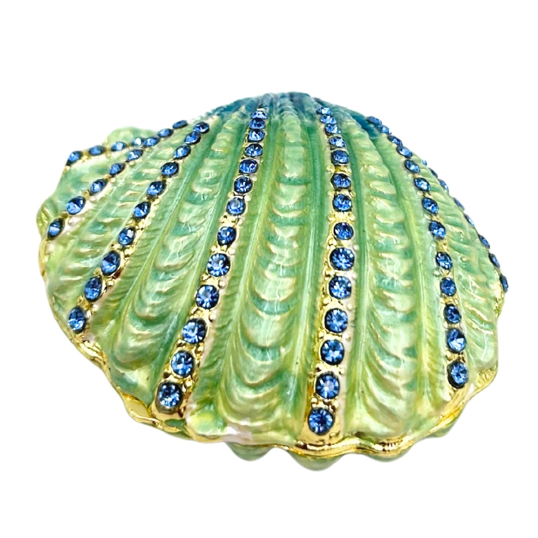 Petite boîte coffret à bijoux ornée de cristaux – Coquillage – HX068