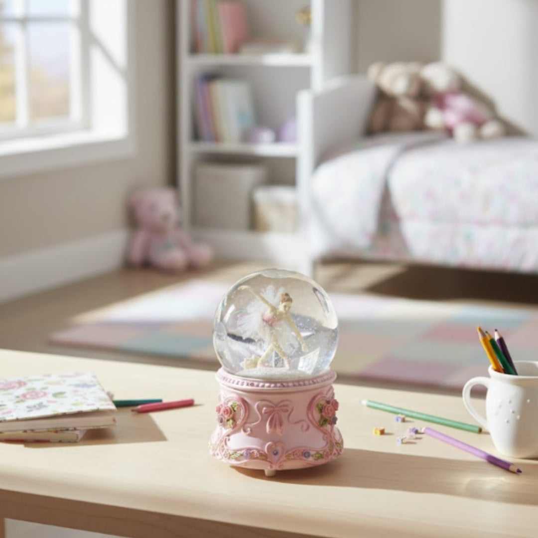 Boîte à musique avec ballerine dansante dans une boule en verre 15cm – MG-963