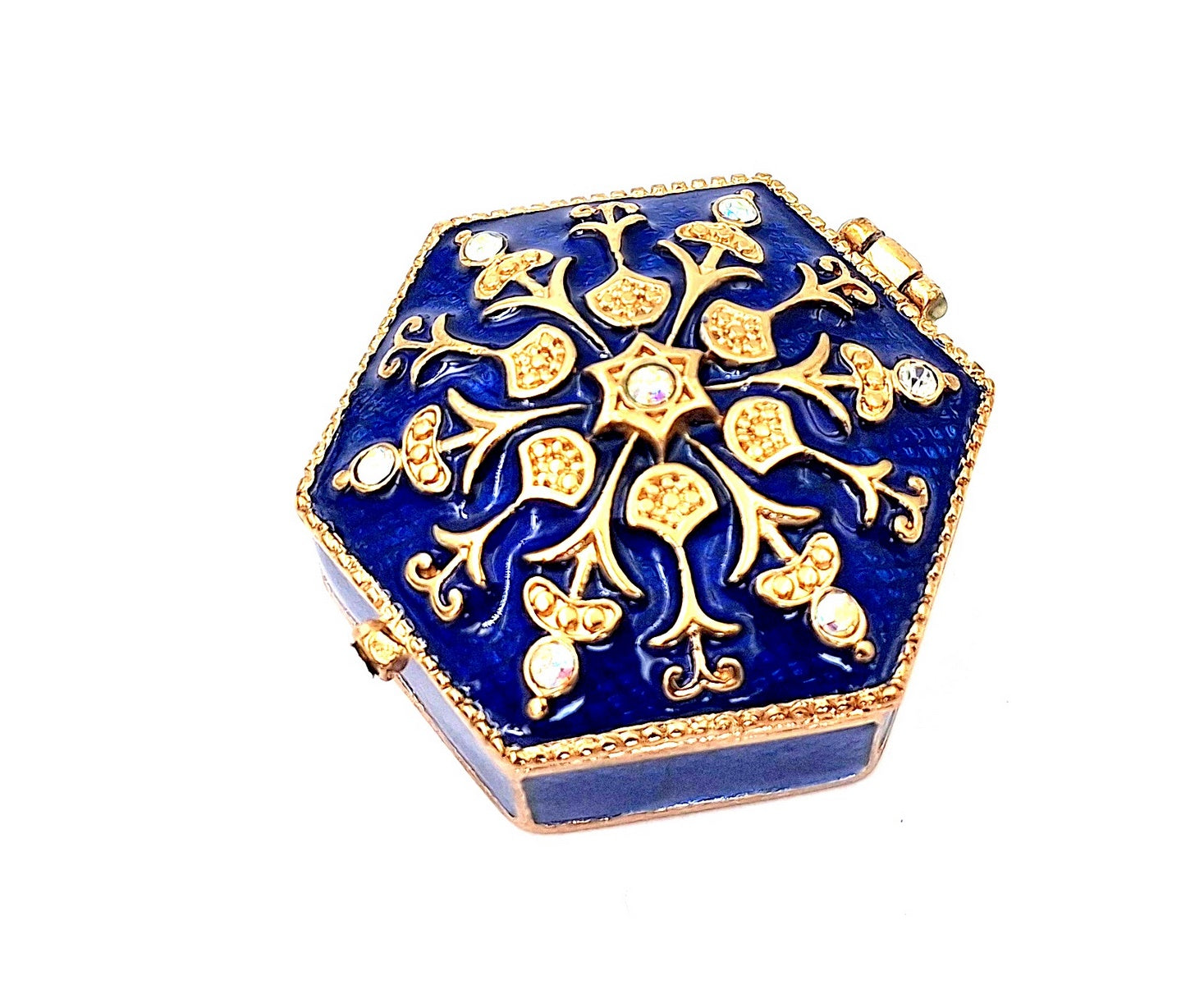 Petite boîte cadeau en métal richement décorée avec cristaux - B0035-08BL