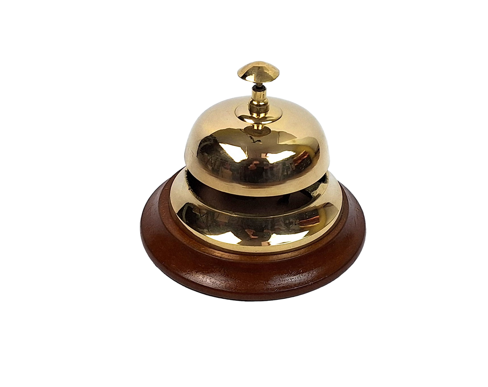 Gong d’hôtel en laiton sur socle en bois - TB27/4