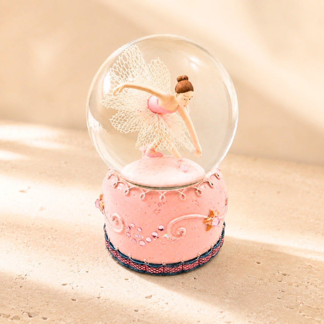 Boîte à musique ballerine dansante dans une boule de verre 12cm - MG-19016