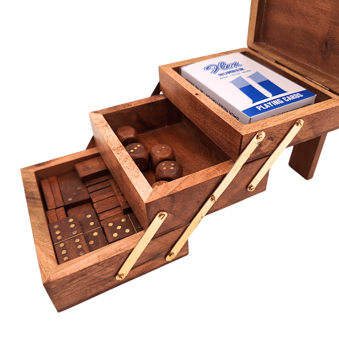Ensemble élégant de jeux 3 en 1 - Cartes Dés Dominos - DNU-101