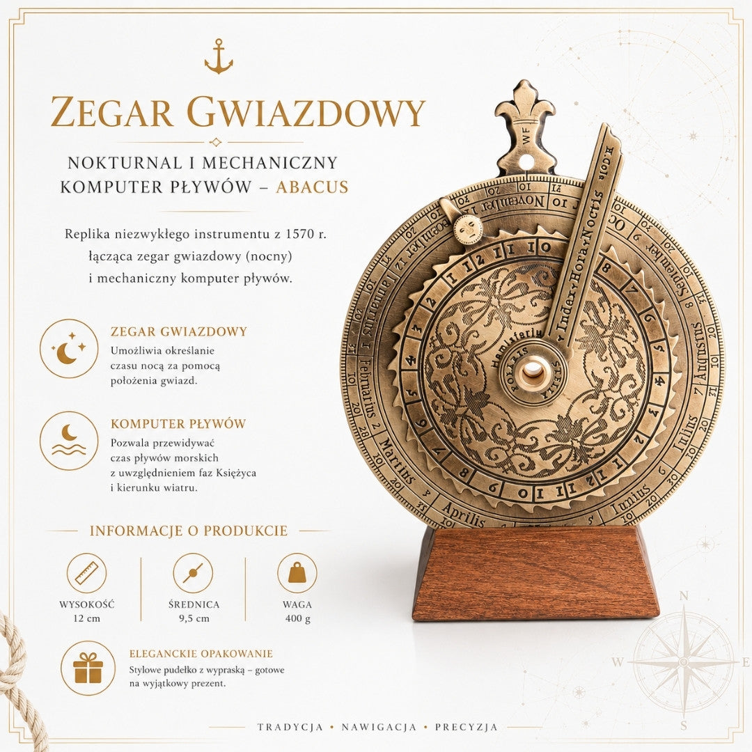 Horloge stellaire nocturlabe, calculateur mécanique des marées Abacus - H31