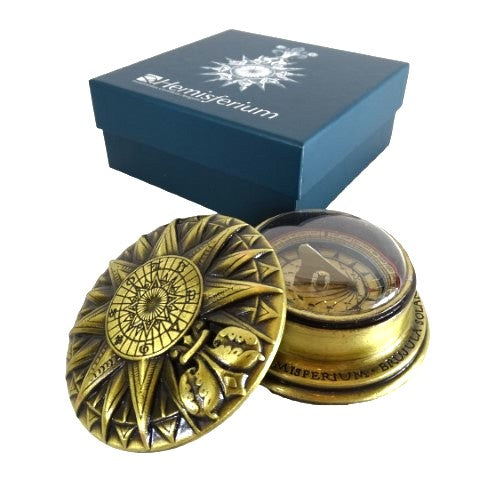 Boussole solaire en laiton - réplique Renaissance - H40
