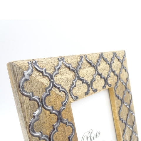 Cadre photo en bois - trèfle marocain - A-1133 - format photo 15 x 10 cm
