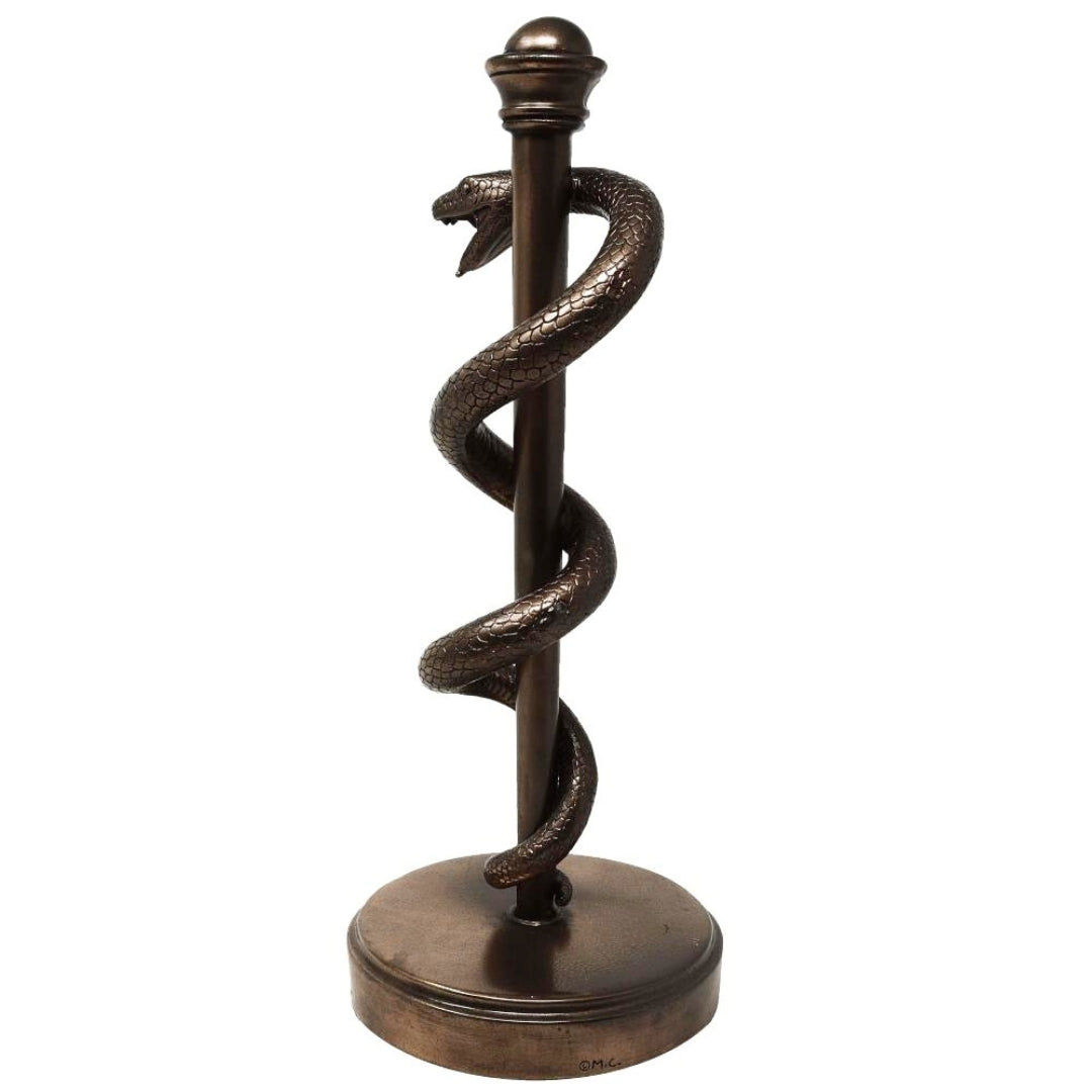 Figurine bâton d’Esculape, cadeau pour médecin ou praticien - 30 cm, résine - MC-9634
