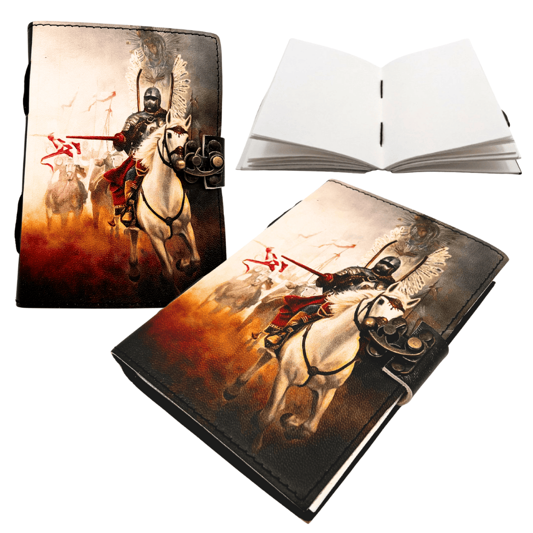 Carnet en cuir journal intime hussards ailés patriotique - 200 pages - AH14