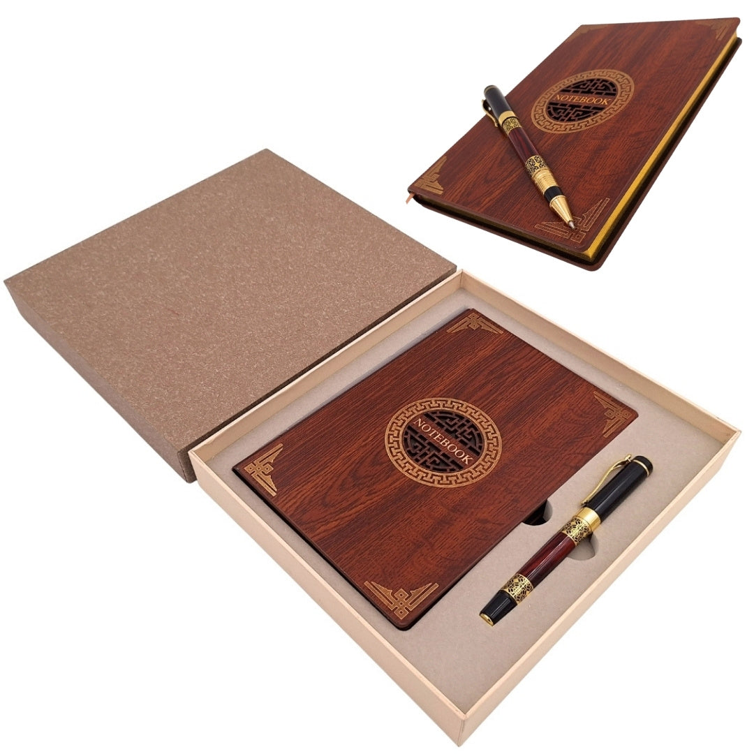 Coffret cadeau exclusif premium : carnet A5 en bois + stylo – EE2