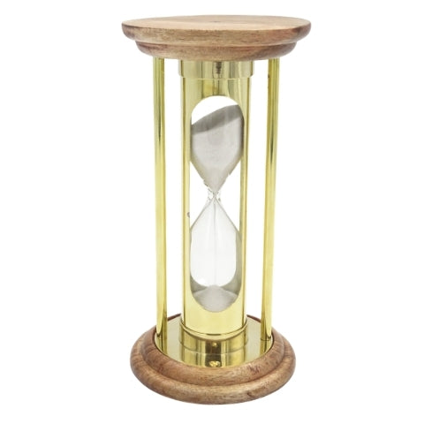 Sablier en laiton et bois 5 min, style rétro - NC3031