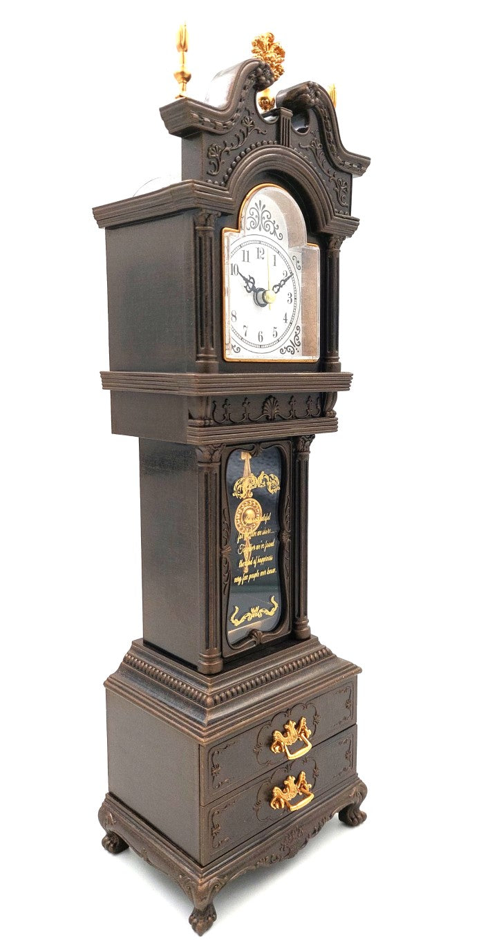 Boîte à musique Horloge de grand-père rétro de cheminée avec tiroirs - 24105