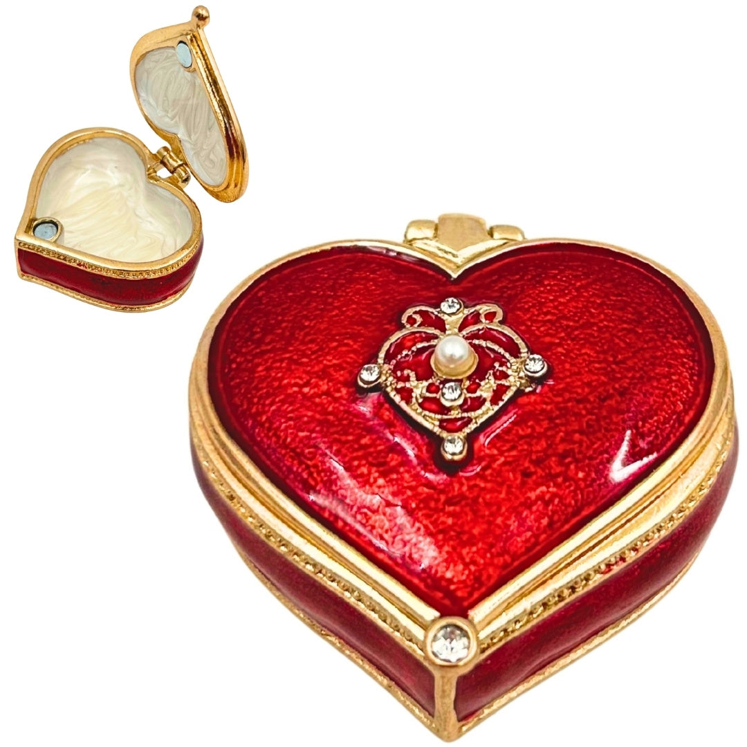 Boîte à bijoux exclusive - Cœur avec cristaux - B0767-06RD