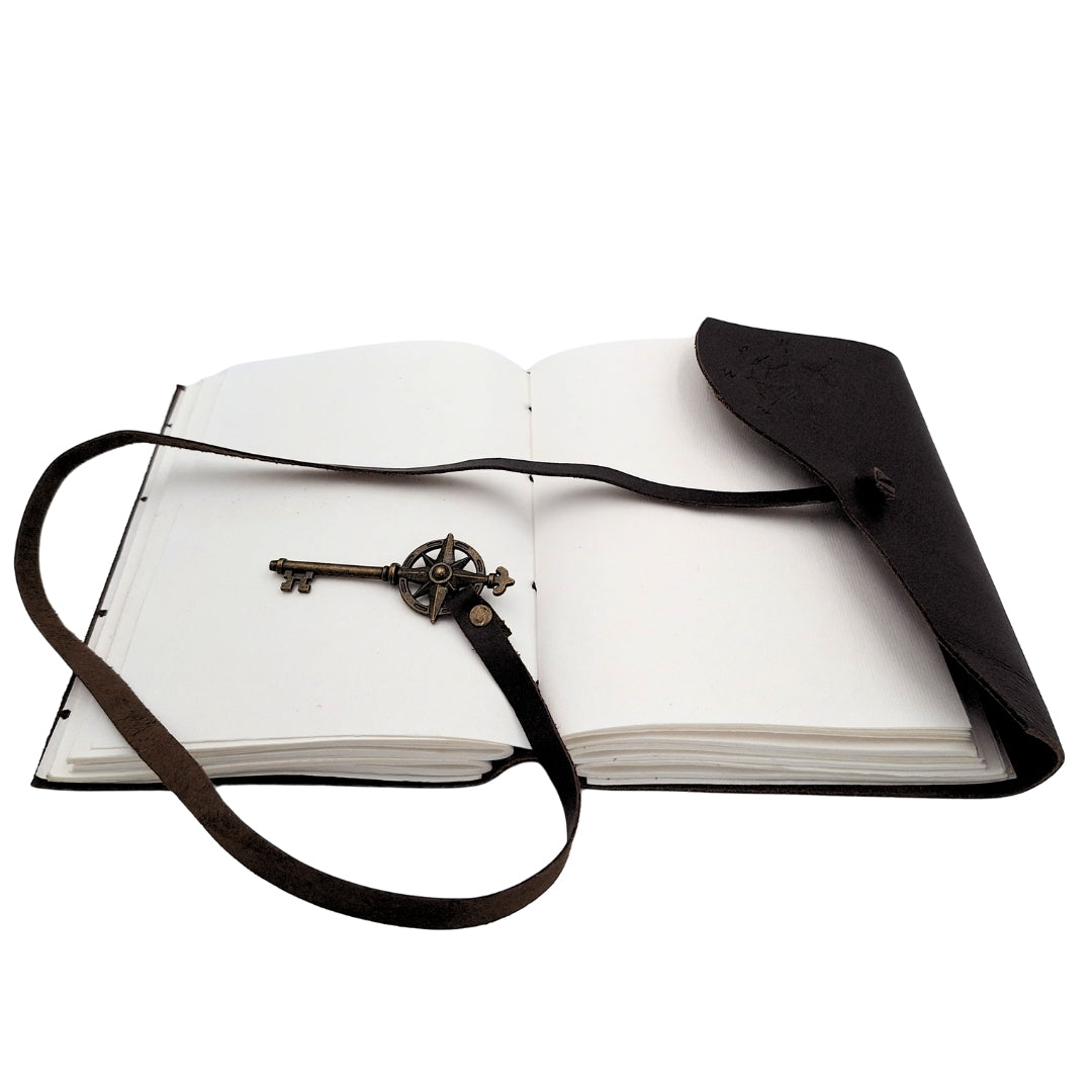 Carnet en cuir rétro Rose des vents 200 pages - Cadeau pour navigateur - AH03